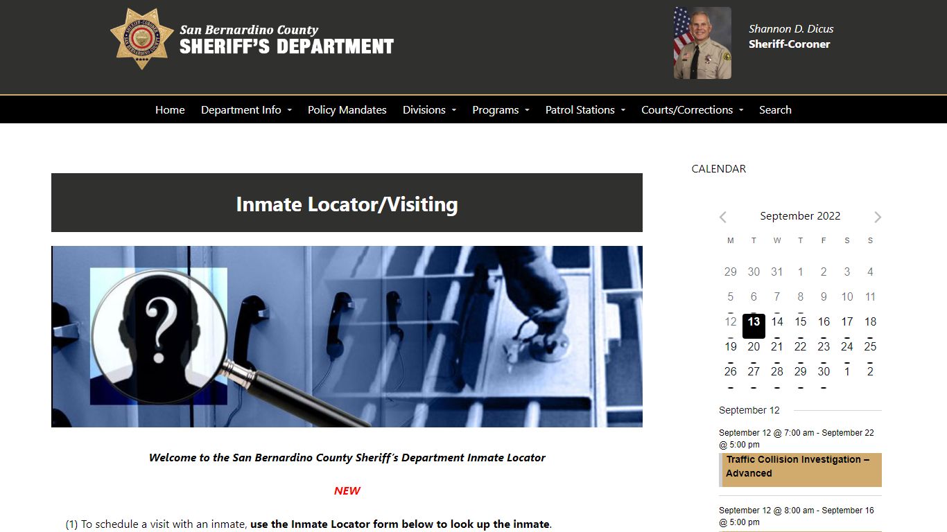 Inmate Locator – San Bernardino County Sheriff's Department